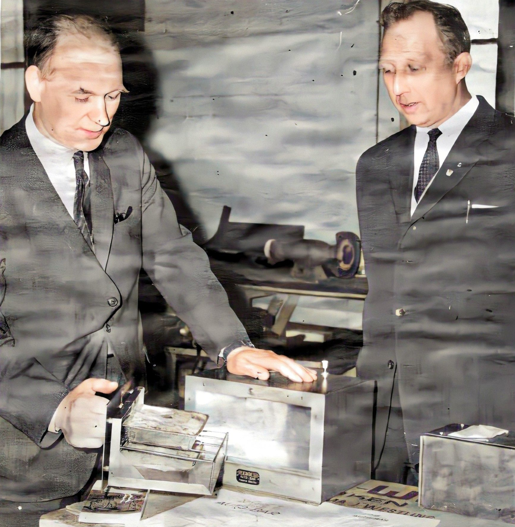 1966. Matlådevärmaren Auto-Bar börjar säljas. Konstruktör Gustaf Edvall och idegivaren Erik Bergman.